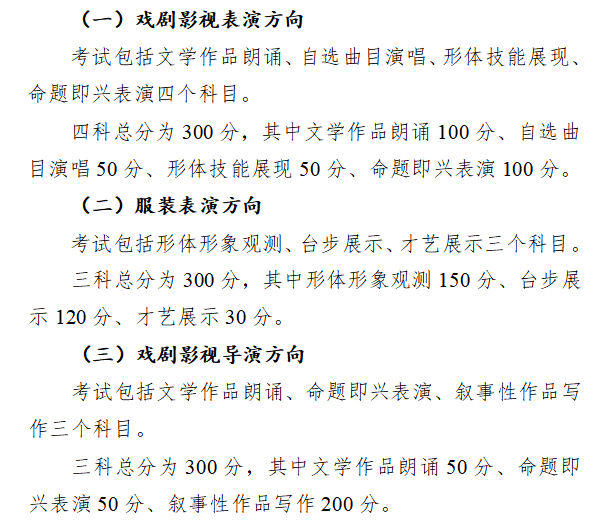 江西表（导）演统考包含哪些专业